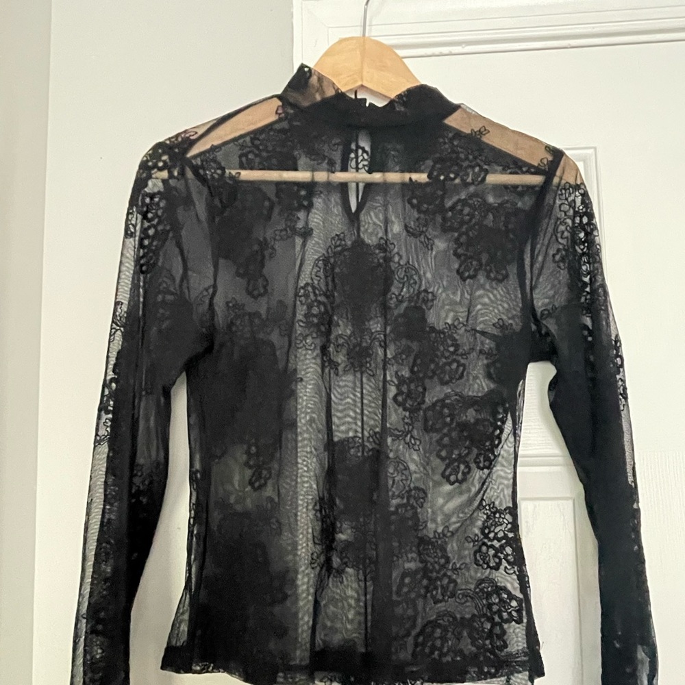 Forever 21 Black Mesh Blouse